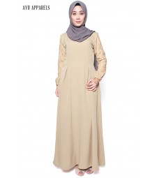 Lace Sleeve Princess Dress Nude